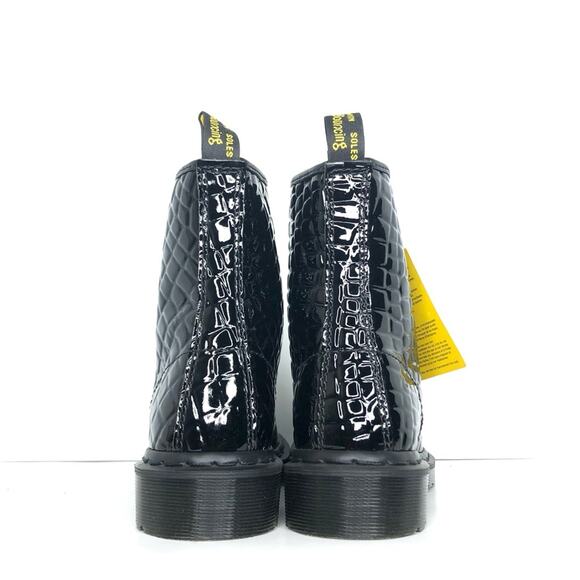 Dr Martens Patent Croc Emboss Black Leather Ankle Lace Up Boots Women’s 7 Shoes - Picture 7 of 12